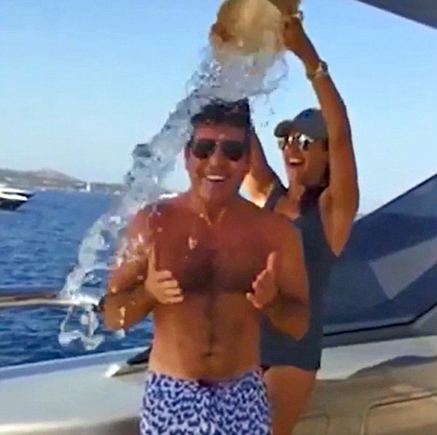 Simon Cowell did his Ice Bucket challenge with girlfriend Lauren Silverman on his luxury yacht 
